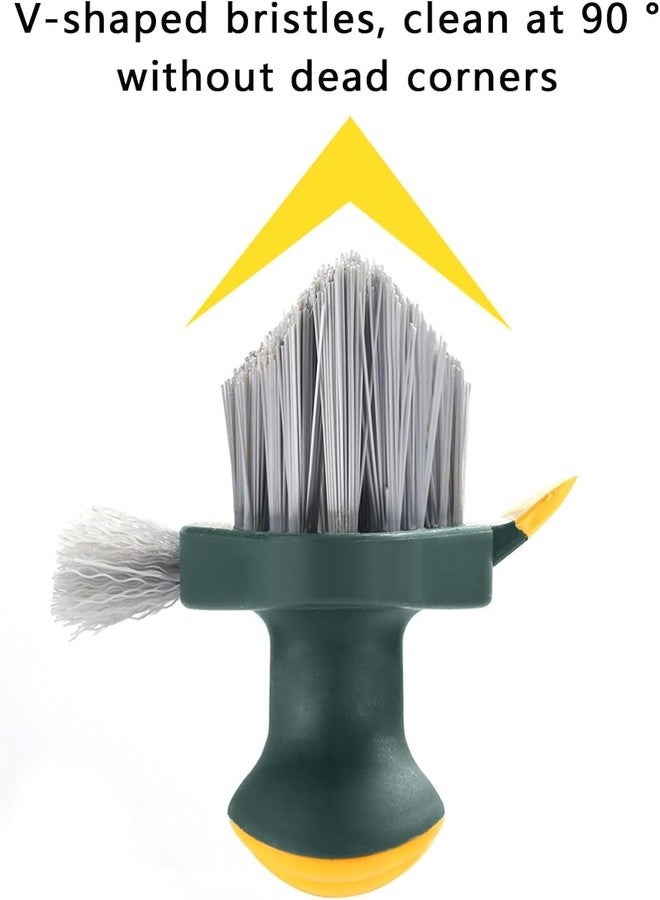 Estervig 4 in 1 Tile Grout Cleaner Brush with Squeegee, V-Shape Gap Scrub Brush, Crevice Cleaning Brush Tools, Scrubbing Floor Brush for Bathroom, Sink, Kitchen, Window, Corners, and Tile Cleaning - Image 2